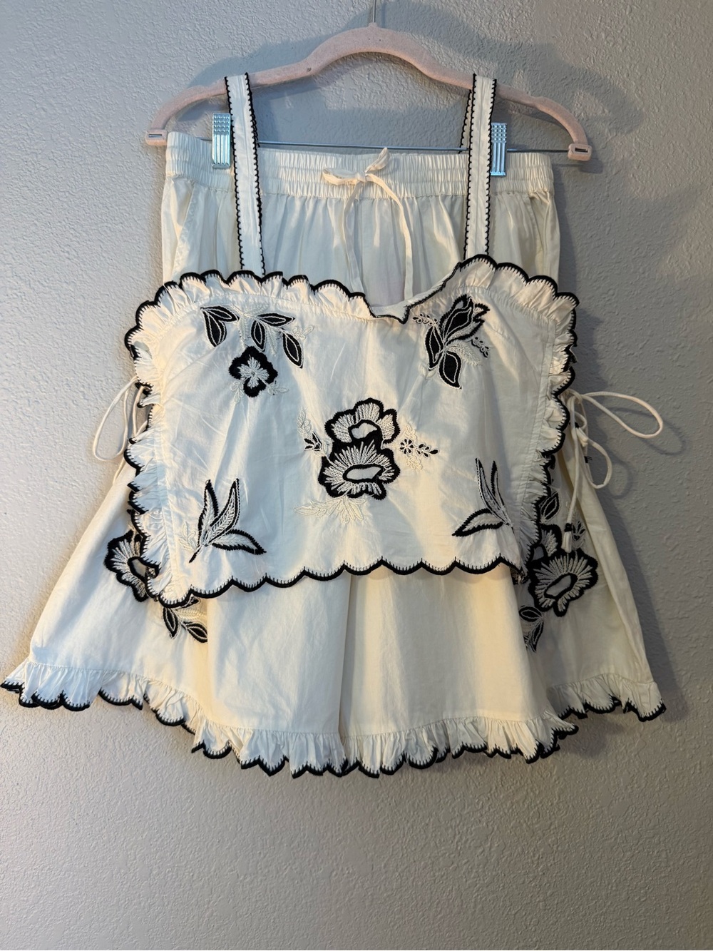 Free People Marin Short Set is crafted from ivory cotton with Black Embroidered - Picture 7 of 13